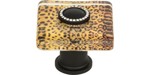 Cheetah Glass Square Knob